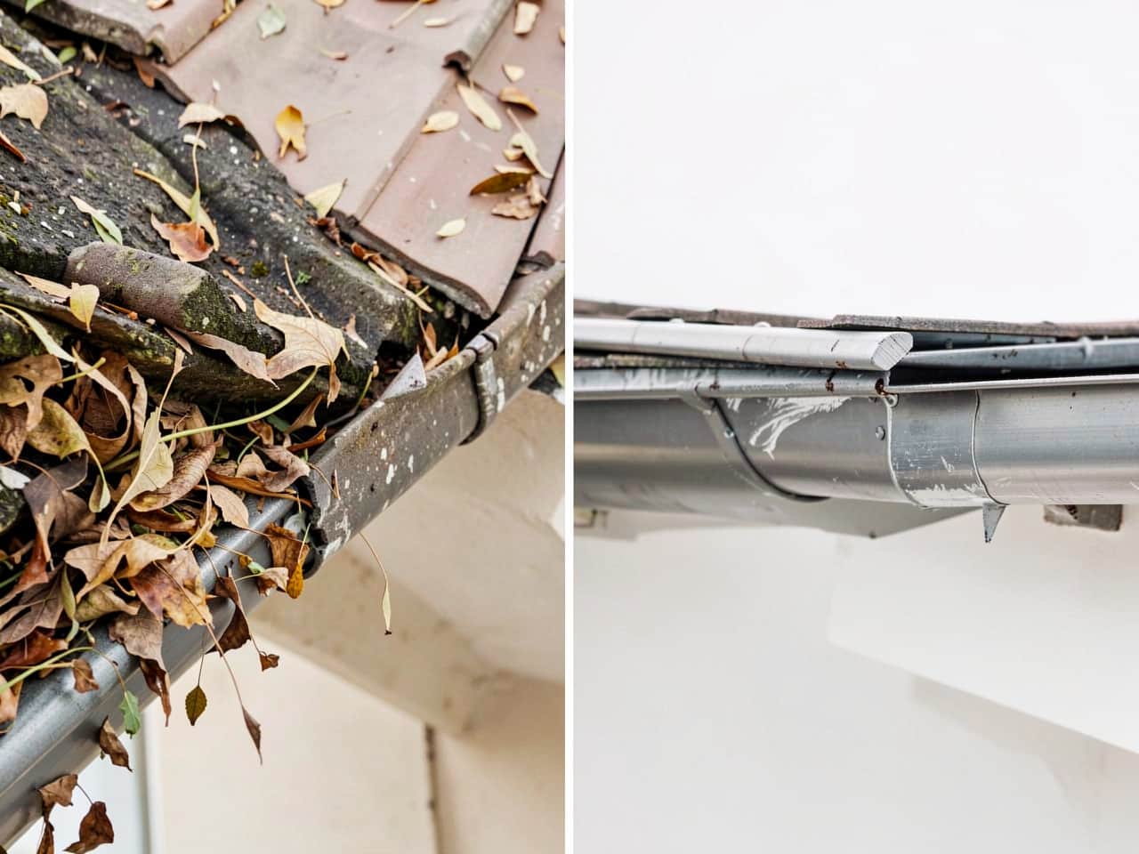 Clean gutter drainage detail on a residential roofline